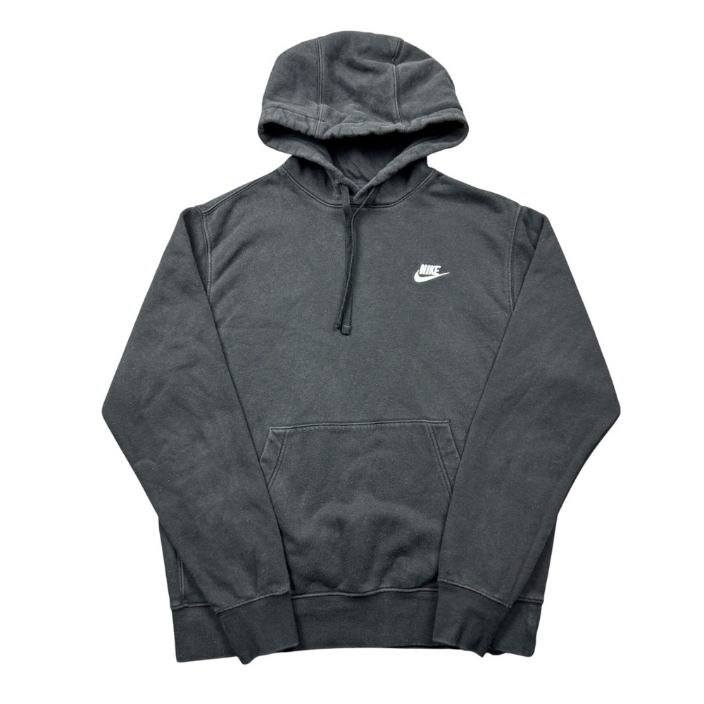 Nike Mens Medium Sportswear Club Fleece Hoodie Black Minimal Casual Workout Gym